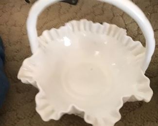 milk glass basket