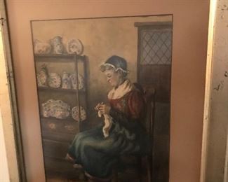 antique dutch lady watercolor