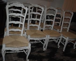 8 of these high end ladder back, wicker woven seats, mint condition