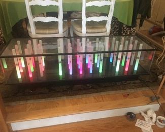 Artist, Ron Kostynick Kinetic Light Table; Lucite (Table lights Up)