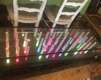 Artist, Ron Kostynick Kinetic Light Table; Lucite (Table Lights Up)