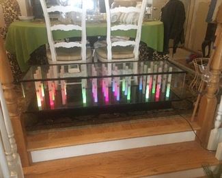 Ron Kostynick Kinetic Light Table; Lucite, Table Lights Up