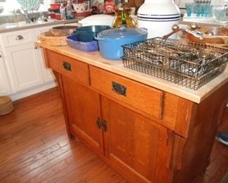VINTAGE WOOD KITCHEN ISLAND