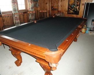 VINTAGE HAND CARVED POOL TABLE
