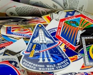HUGE LOT OF NASA MISSION PATCHES, PINS, AND STICKERS