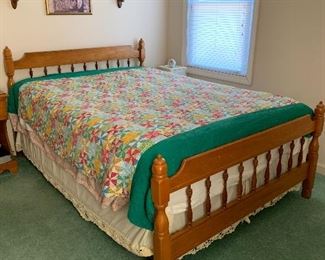 Full size bed with box springs and mattress. Selling as set with dresser and nightstand.