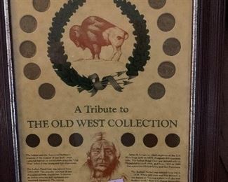 Buffalo nickel and Indian head pennies beautifully framed