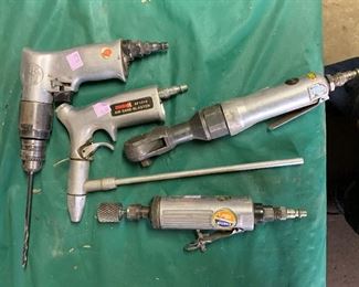 Pneumatic sandblaster, drill, and grinder