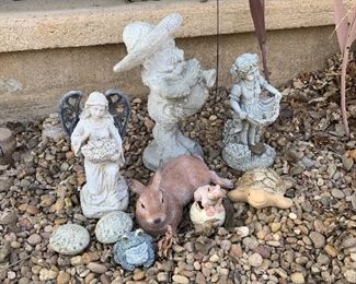 Concrete and plastic yard art