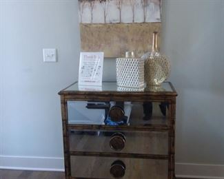Mirrored accent 3 drawer chest