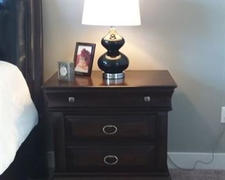 NEW - Queen headboard and foot board with new mattress and box springs and matching night stand and dresser with mirror!  New bedding, pillows, comforter, and more!