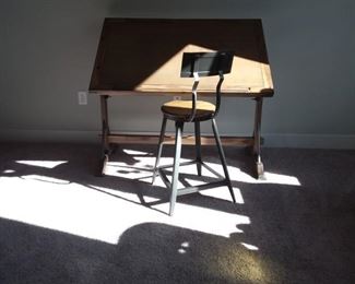 Industrial Drafting table and Chair