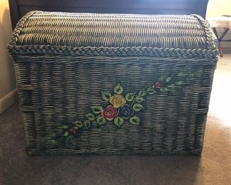 Green Wicker Basket/trunk