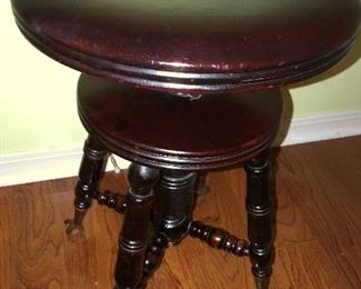 ANTIQUE VICTORIAN PIANO/ORGAN STOOL w/GLASS BALL CLAW FEET