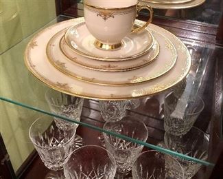 LENOX "REPUBLIC" CHINA, WATERFORD "LISMORE" CRYSTAL STEMWARE