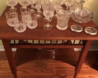 BRILLIANT PERIOD AMERICAN CUT GLASS, PRESSED GLASS, CRYSTAL, OAK PARLOR TABLE