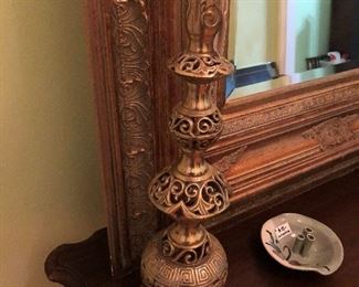 LARGE ORNATE GOLD CANDLE STAND