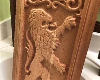 LOWENBRAUGH WOOD CARVED LION PANELS