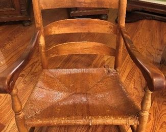 WOODEN ROCKER W/CANE SEAT