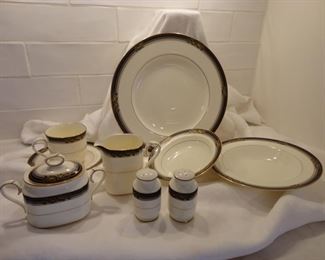 12 place setting Noritake Bone China "Spell Binder" and accessories