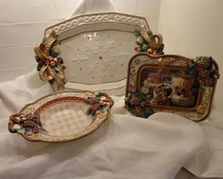 Fitz & Floyd  Platter 15x12. Frame. 8x7. Bowl. 8"