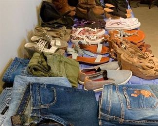 Many brand named shoes and accessories including woman's shoes size 8 many unworn !!!!