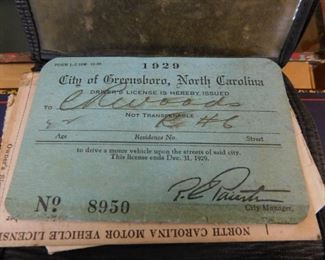 1929 Greensboro, N.C. Drvers License