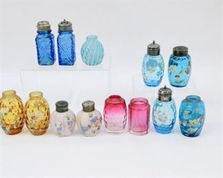 Victorian art glass salt & pepper shakers