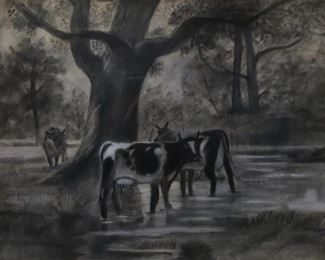 vintage charcoal painting