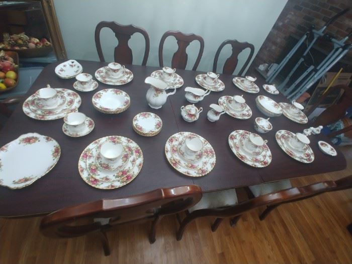 Approximate for service for 12 plus Royal Albert Old Country Rose china