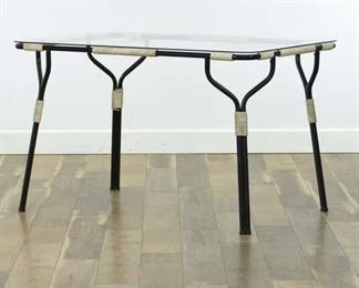 Modernist Black Tube Dining Table W Chord Detail 