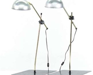 Pair Modernist Bauhaus Tilt Arm Table Lamps 