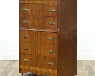 Art Deco Waterfall Chest On Chest Tall Dresser