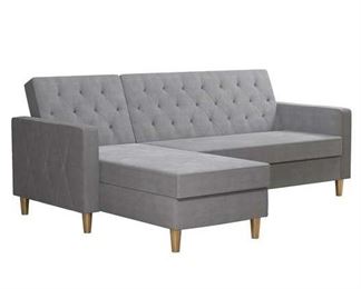Liberty Reversible Stone Grey Sleeper Sectional Sofa