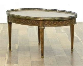Baker Empire Style Coffee Table W Brass Crowning