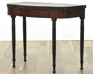 English Regency Fluted Leg Demilune Flip Top Console