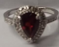 Sterling Silver Garnet Ring Sz 7