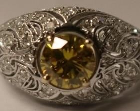 Plat.  1.18 Orange Yellow Diamond sz 7.5