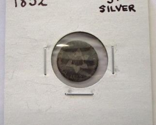 1852  Silver Three Cent Piece