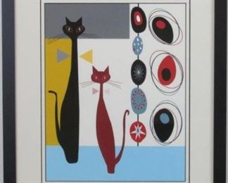Mid Century Modern Abstract Cats
