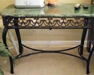 Marble top and metal table.