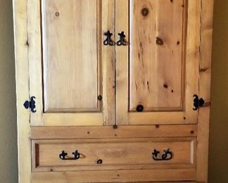 Western style armoire great for bedroom or linen storage or any kind of storage.