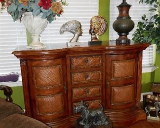 Nice Chest, lamp is one of a pair and nice floral arrangement
