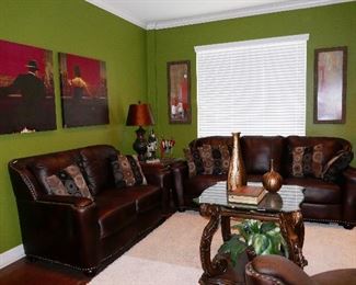 Leather Sofa and Loveseat