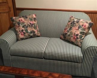 Green & White Gingham Check Loveseat
