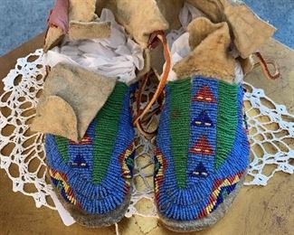 Early 20th Century Plains Indian Beaded Moccasins