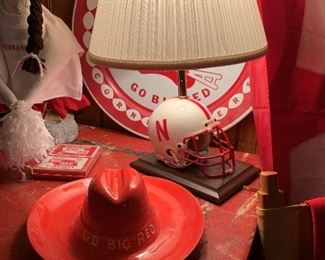 Vintage Husker Ash Tray Hat and Husker Helmet Lamp