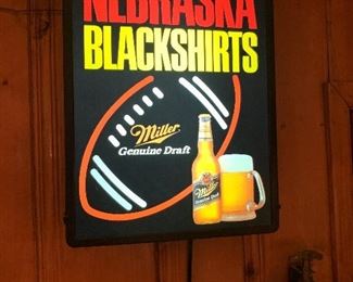 Miller Nebraska Blackshirts Light Up Bar Sign