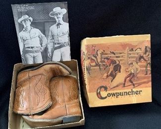 Vintage Children's Lawman Cowpuncher Cowboy Boots with Original Box