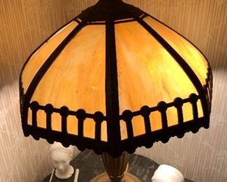 Large Slag Glass Lamp